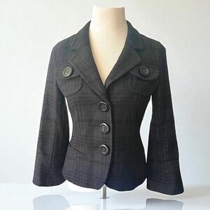GERARD DAREL GREY WOOL BLEND CROPPED JACKET SIZE EU 36